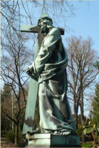 Kreuztragender Christus mit grüner Patina